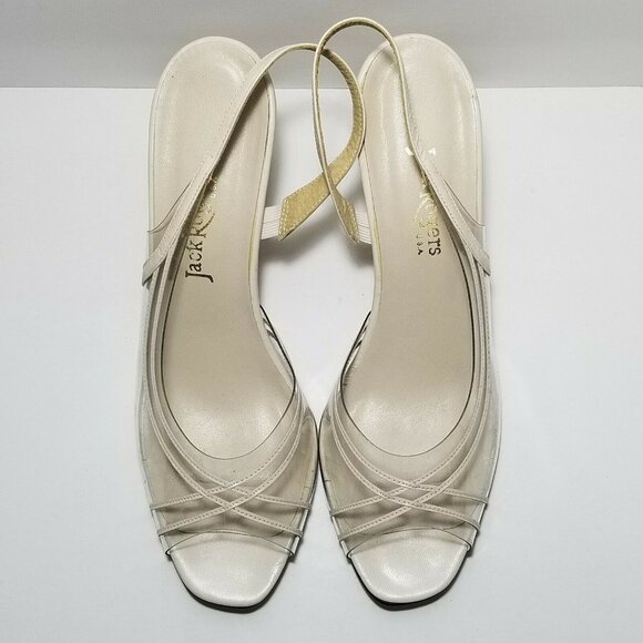 Vintage Jack Rogers Clear Straps Pumps Cream 8.5 - Picture 2 of 10